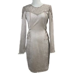 NWT Gianni Bini Taupe Faux Suede Dress with Fringe